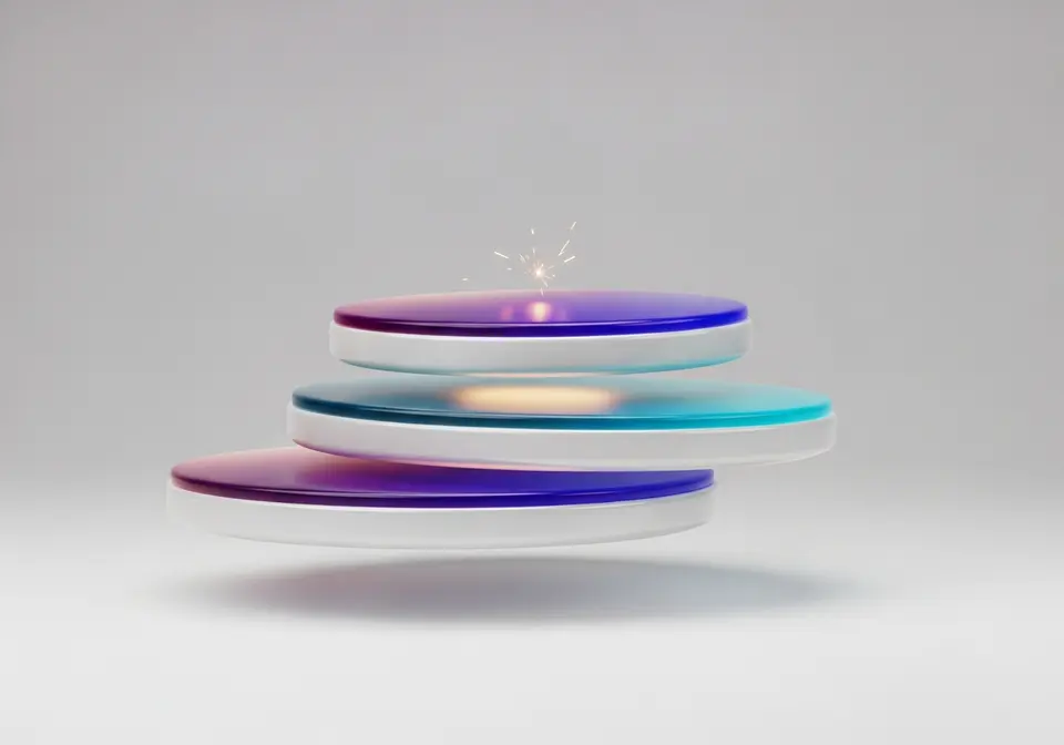 Three ascending glossy 3D platform tiers