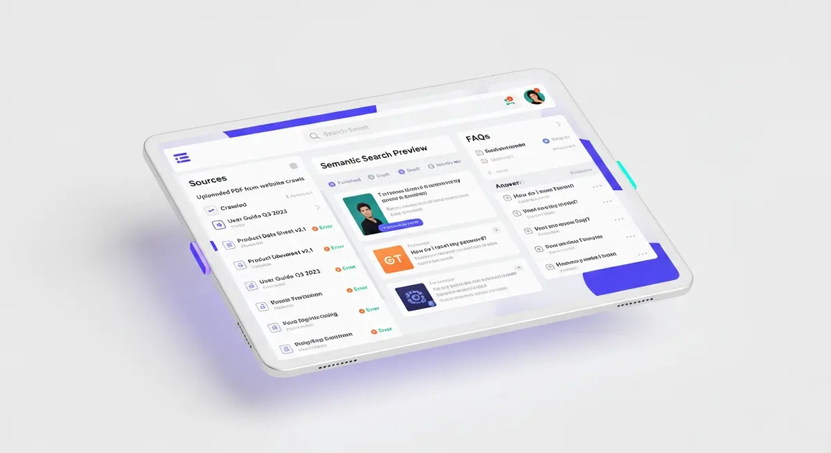 A light-theme knowledge base manager with sources and a gap report