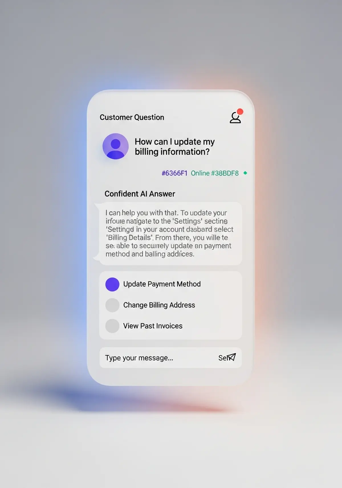 A clean light-theme chat widget with an AI answering a customer